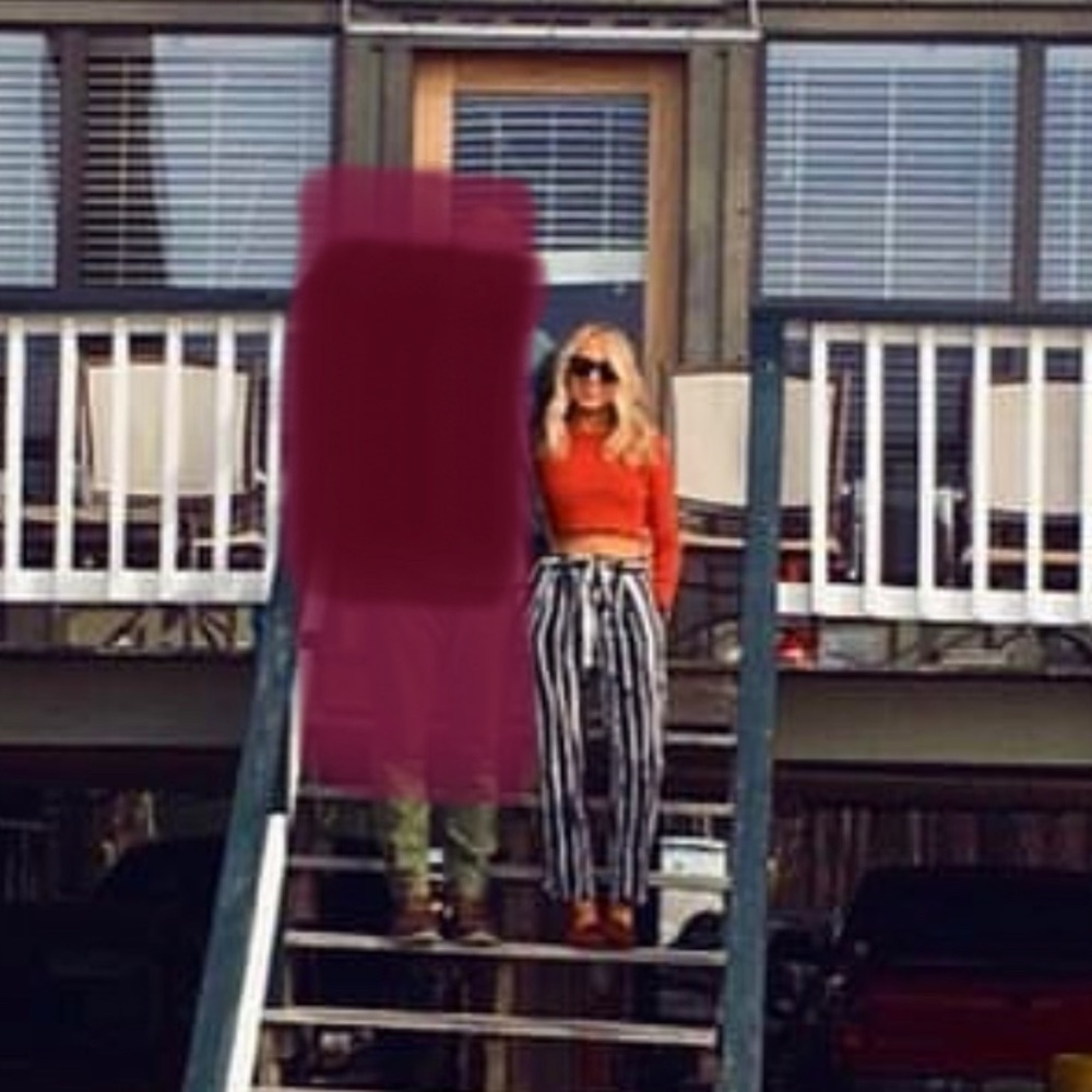 Black and white striped pants